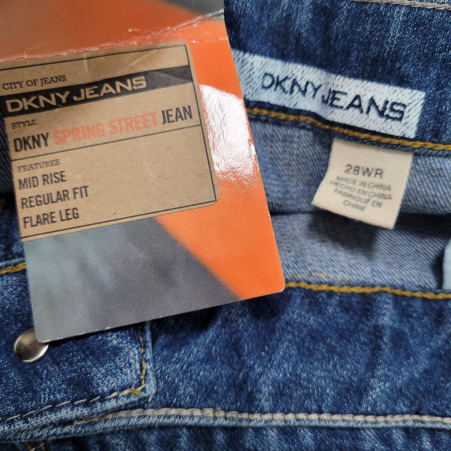 DKNY Jeans Blue Denim Spring Street Jean Mid Rise Flare 28WR (46x33)