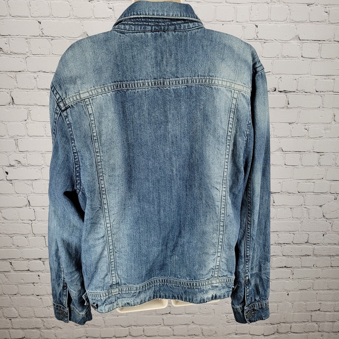 Silver Jeans Blue Denim Western Glove Works Distressed Jean Jacket Size XXL