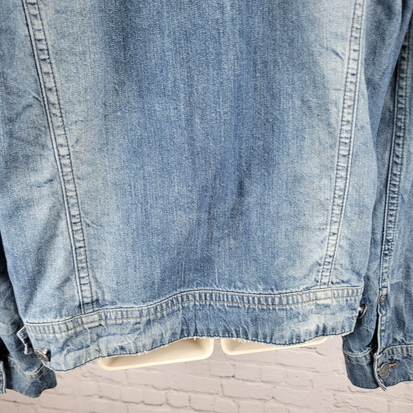 Silver Jeans Blue Denim Western Glove Works Distressed Jean Jacket Size XXL