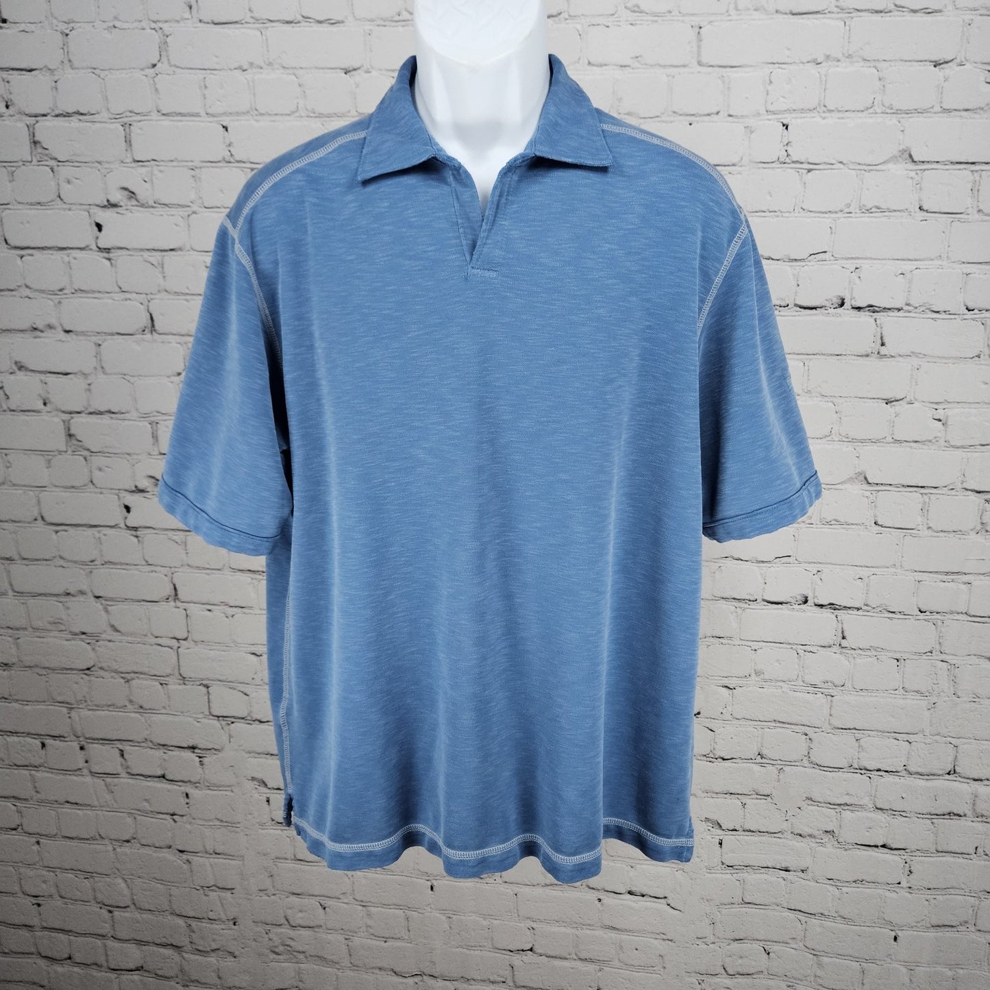 Tommy Bahama Blue Fish Embroidered Short Sleeve Spread Collar Polo Shirt Large L