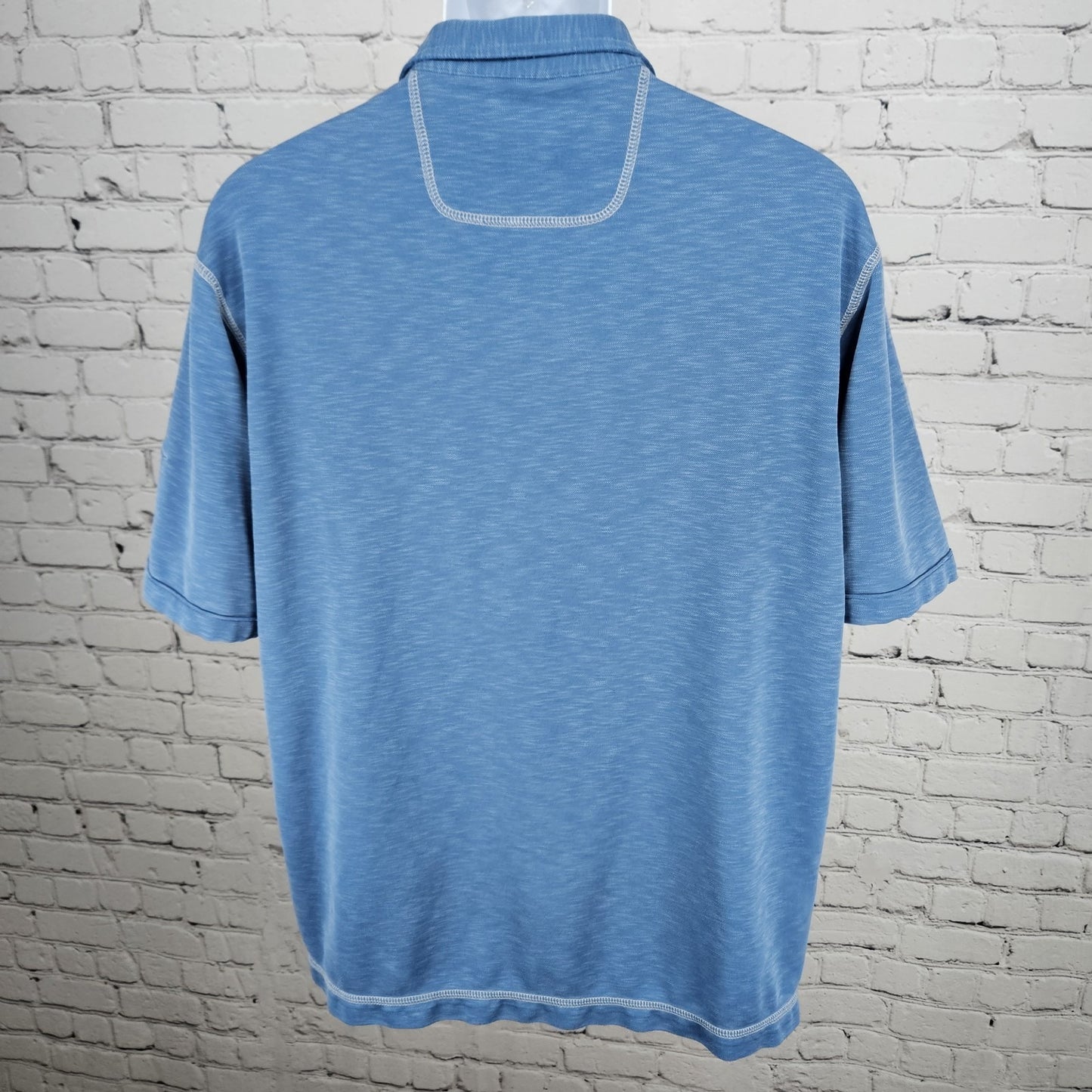 Tommy Bahama Blue Fish Embroidered Short Sleeve Spread Collar Polo Shirt Large L