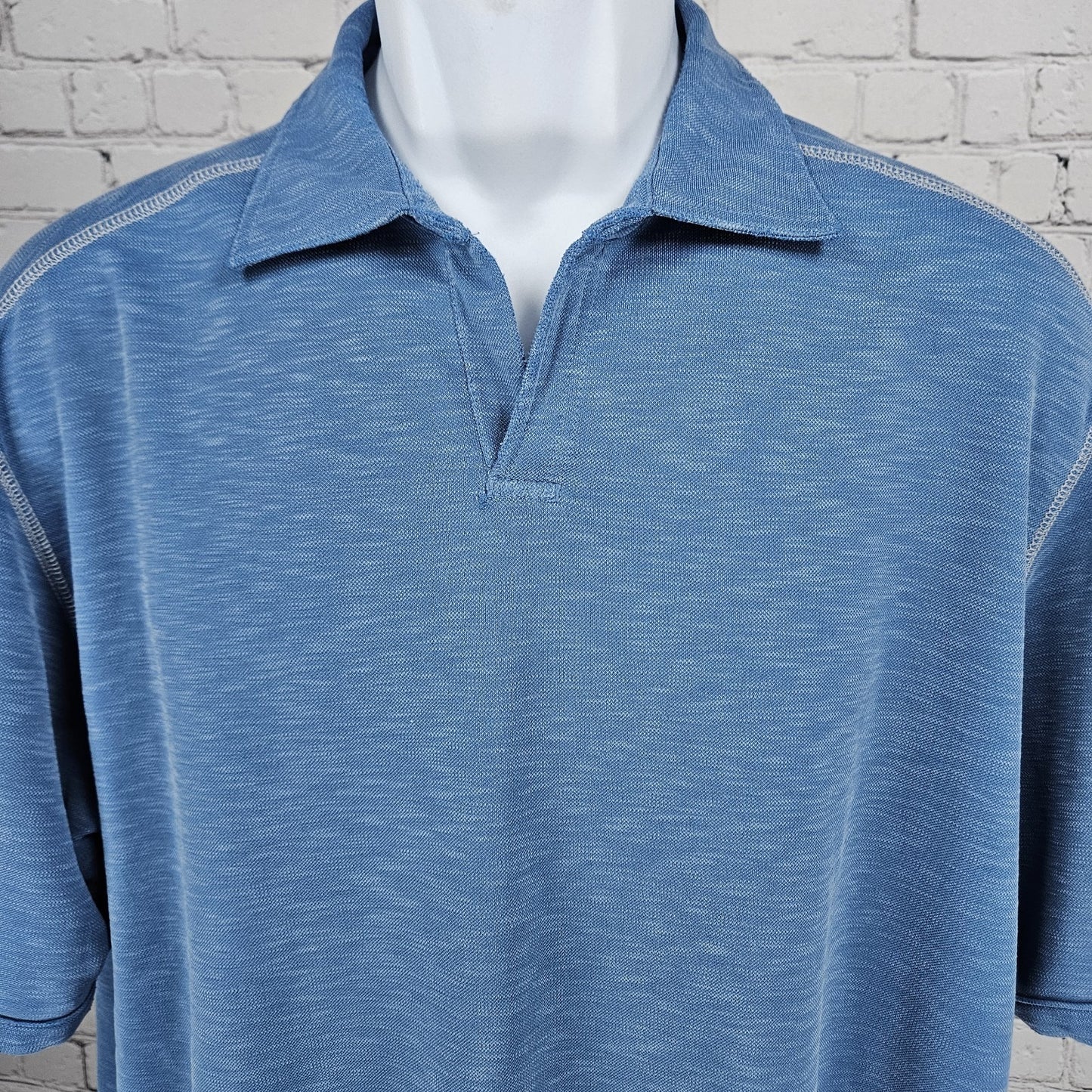 Tommy Bahama Blue Fish Embroidered Short Sleeve Spread Collar Polo Shirt Large L