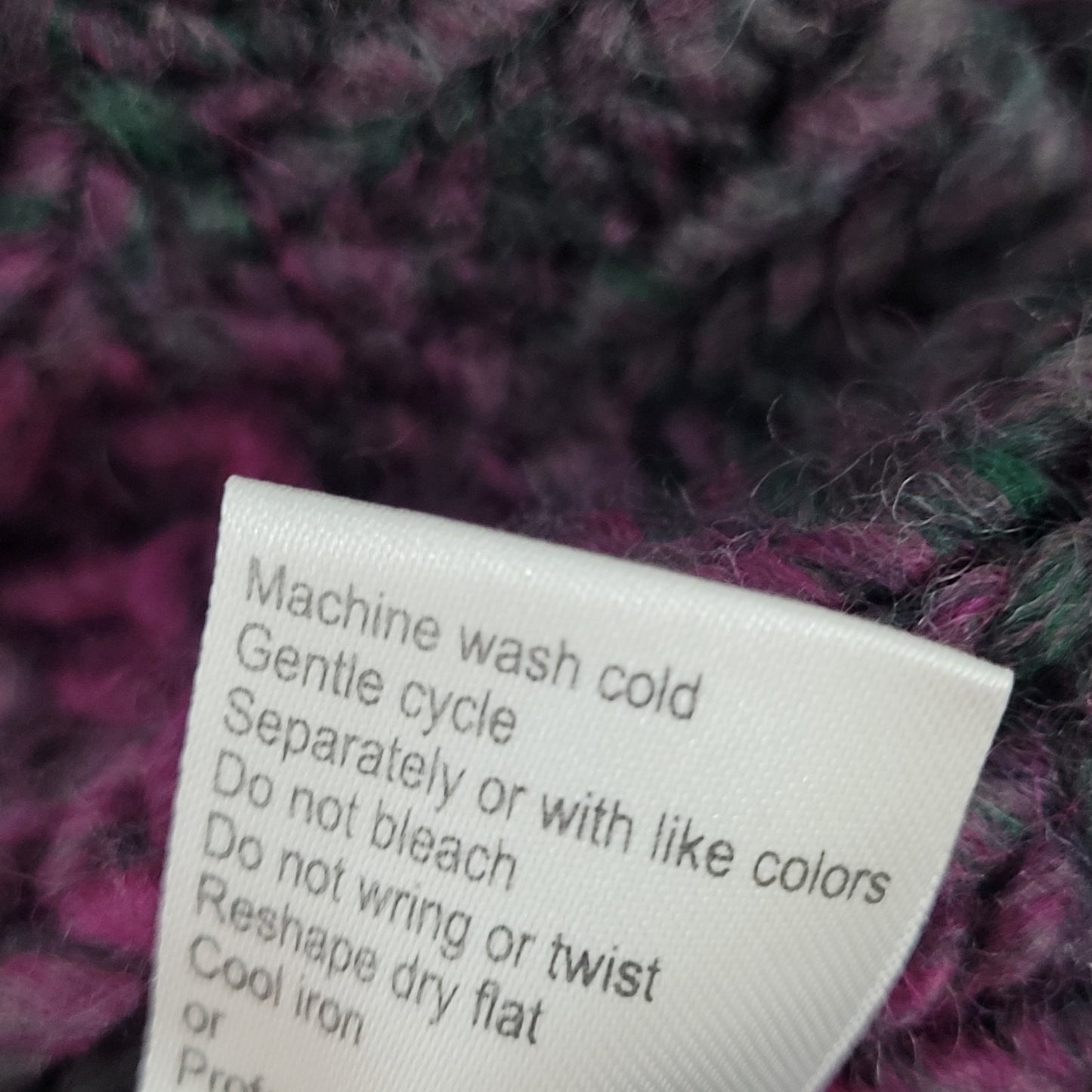 Lola's Purple & Green Wool Blend Chunky Knit Sweater Italy Made Size Small S