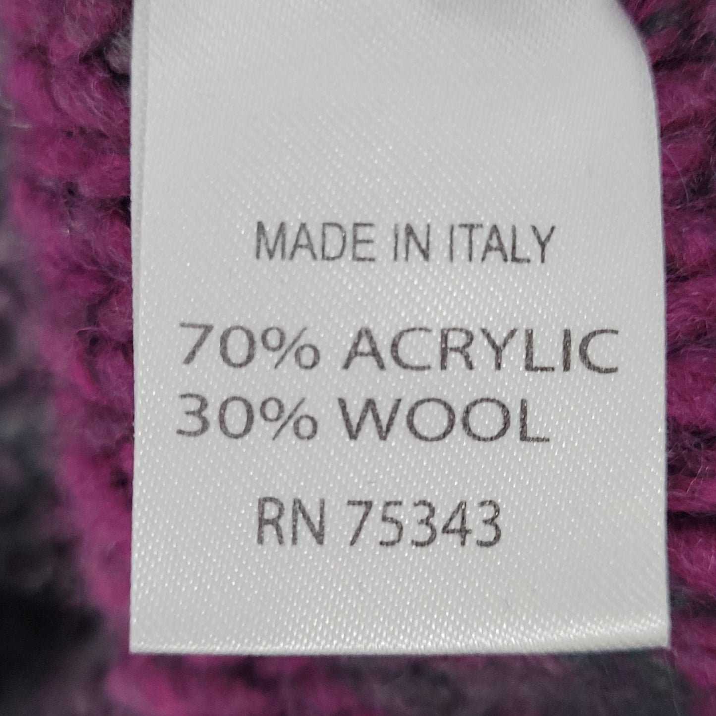 Lola's Purple & Green Wool Blend Chunky Knit Sweater Italy Made Size Small S