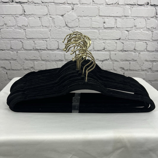 Velvet Thin Black Gold Non-Slip Clothing Hangers, 50 Pack