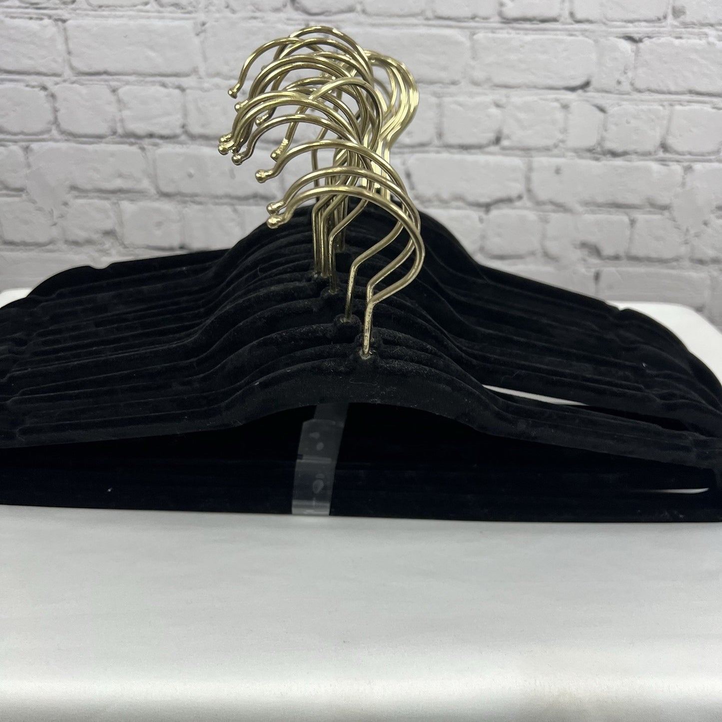Velvet Thin Black Gold Non-Slip Clothing Hangers, 50 Pack