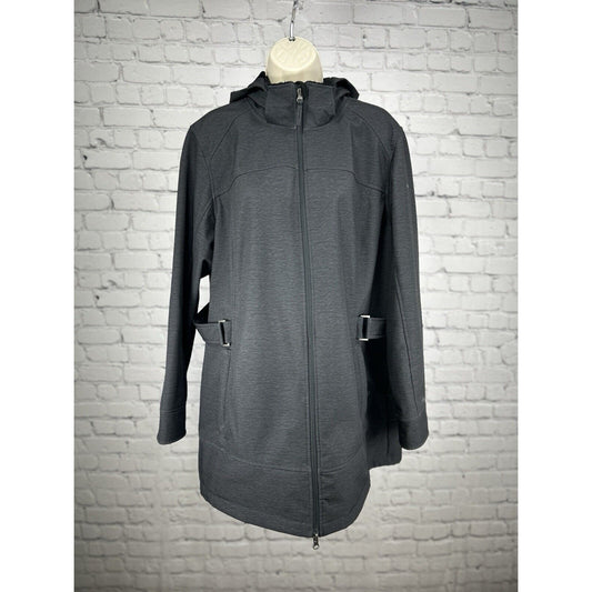 Free Country Gray Faux Fur Lined Hooded Belted 2 Pocket Jacket Women’s Size 1X
