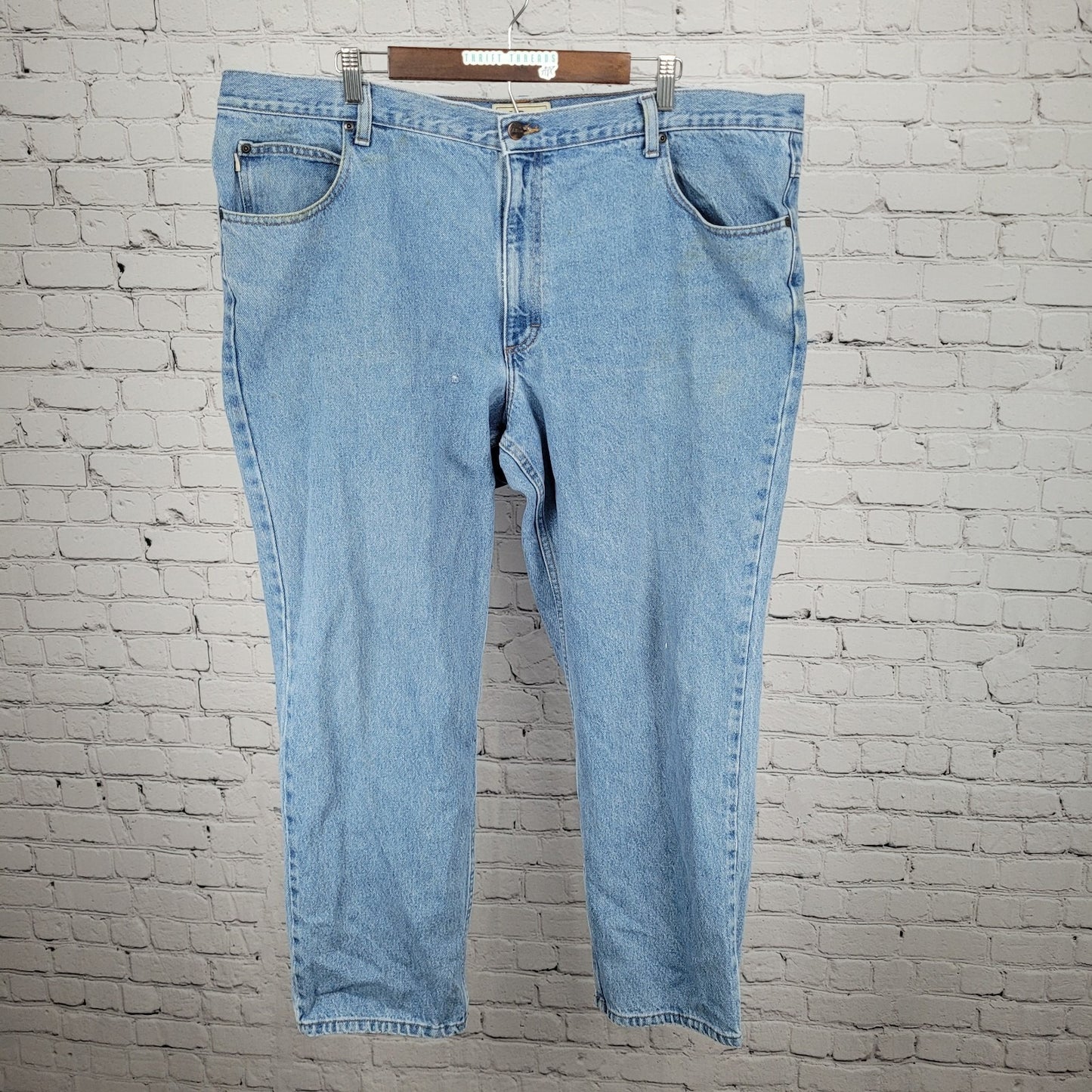 LL Bean Blue 100% Cotton Denim Classic Fit Medium Wash Straight Work Jeans 44x30