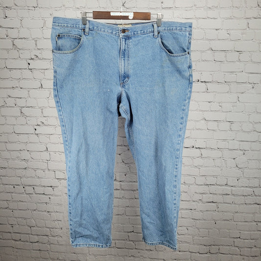 LL Bean Blue 100% Cotton Denim Classic Fit Medium Wash Straight Work Jeans 44x30