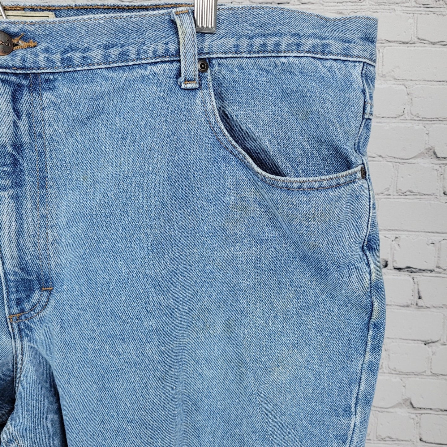 LL Bean Blue 100% Cotton Denim Classic Fit Medium Wash Straight Work Jeans 44x30