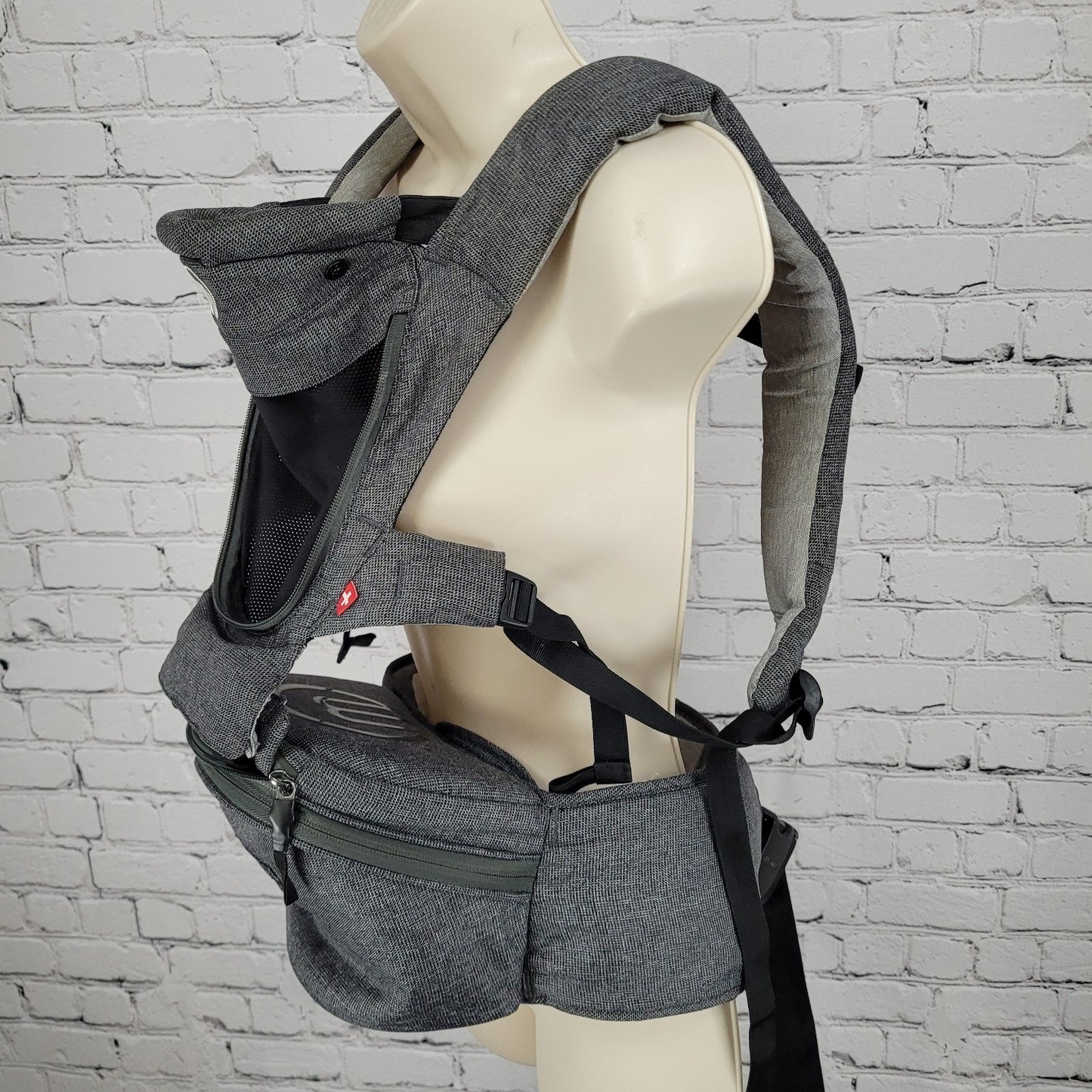 Miamily A Swiss Brand Grey Infant Baby Carrier Adjustable Straps Zipped Bag