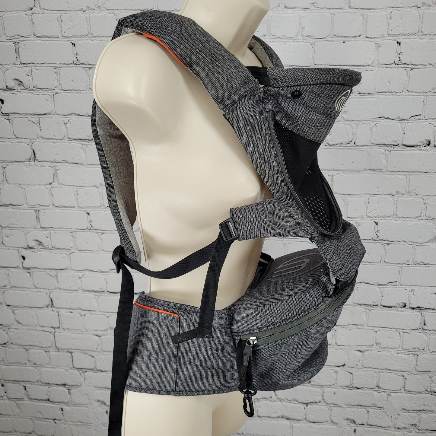 Miamily A Swiss Brand Grey Infant Baby Carrier Adjustable Straps Zipped Bag