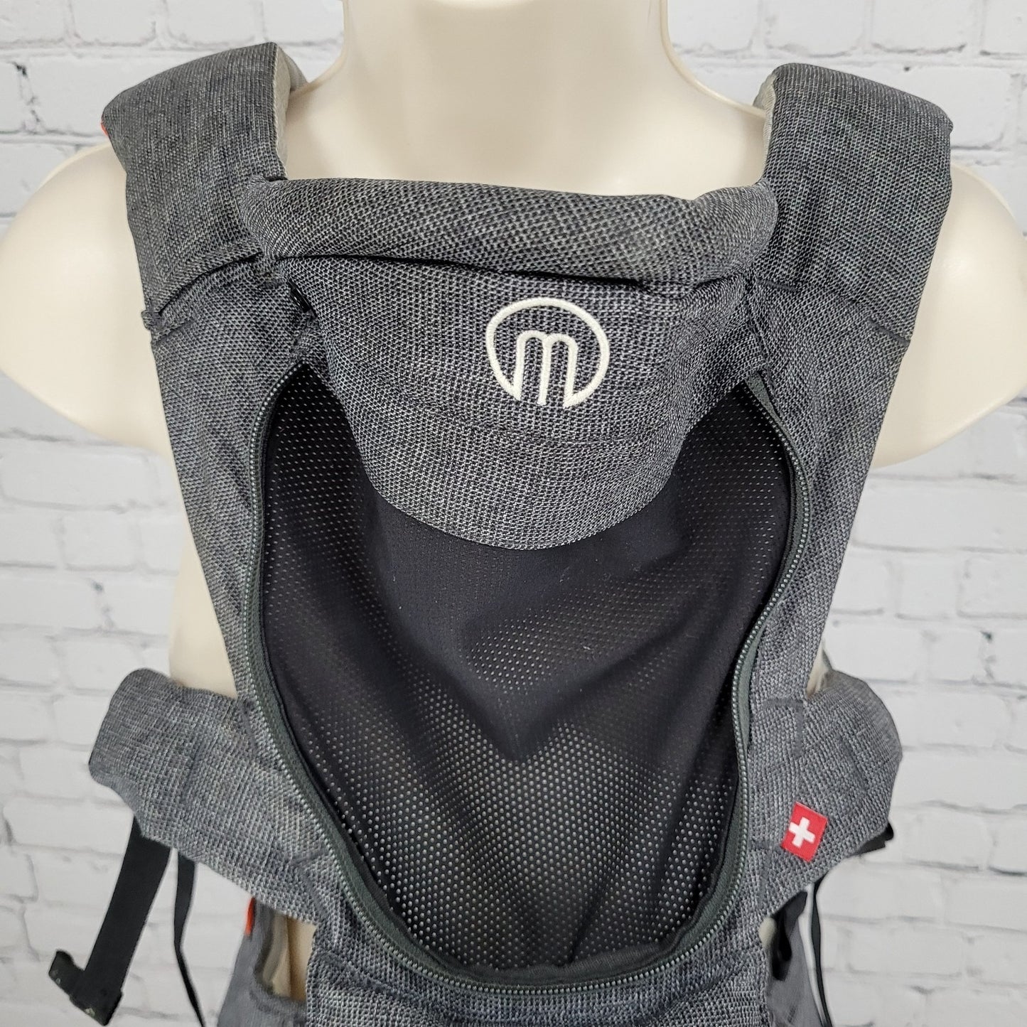 Miamily A Swiss Brand Grey Infant Baby Carrier Adjustable Straps Zipped Bag