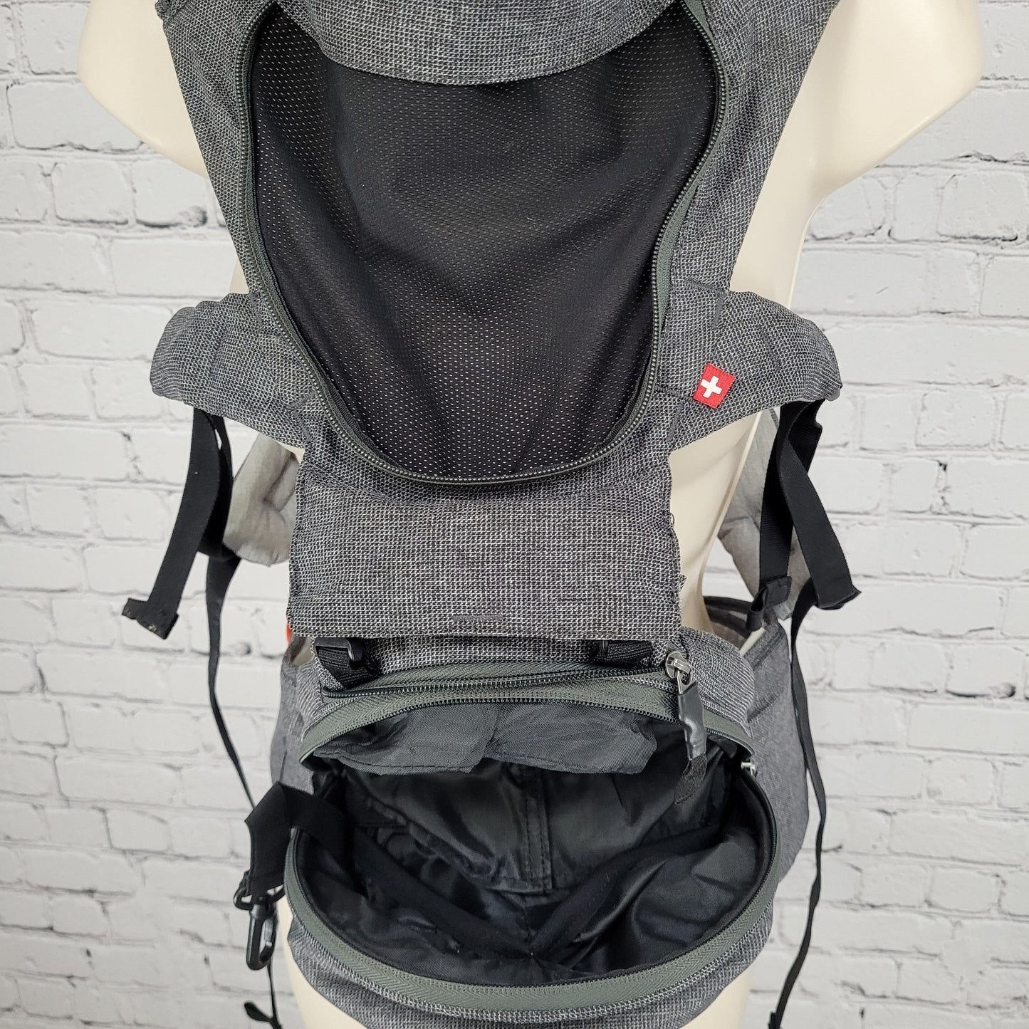Miamily A Swiss Brand Grey Infant Baby Carrier Adjustable Straps Zipped Bag