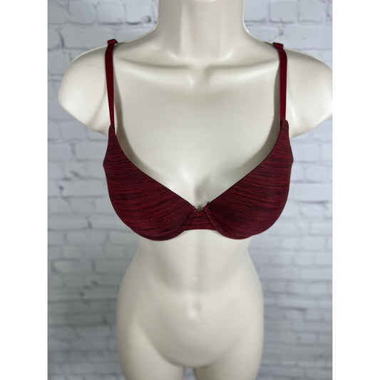 Victoria's Secret Uplift Semi Demi Bra Underwire Red Black Lightly Lined 32D