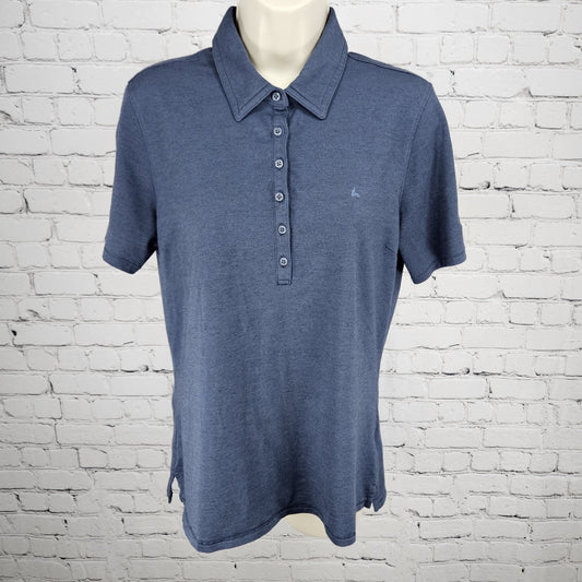 Travis Mathew Blue Chrome Tour Callaway Short Sleeve Golf Polo Shirt Top Large L