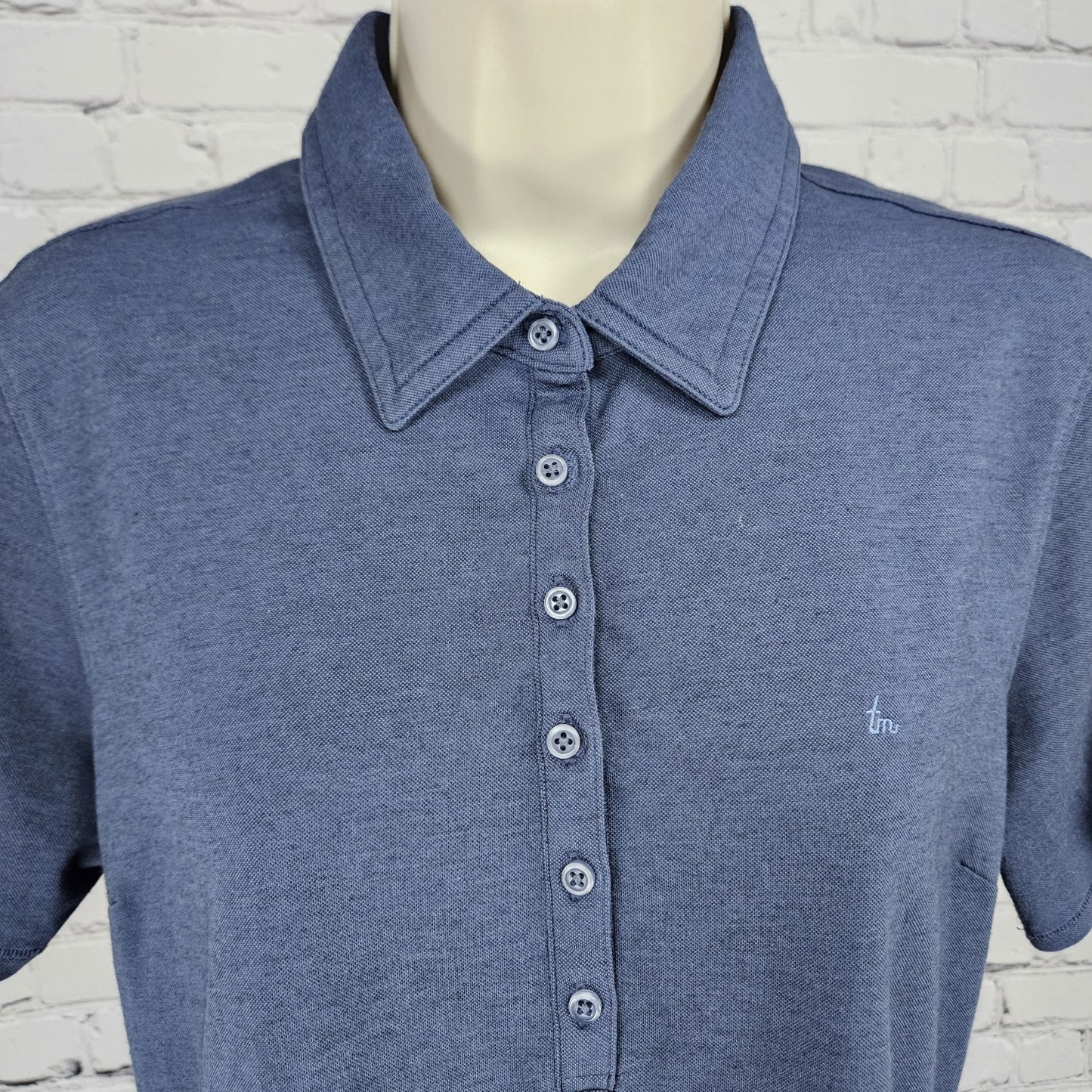 Travis Mathew Blue Chrome Tour Callaway Short Sleeve Golf Polo Shirt Top Large L