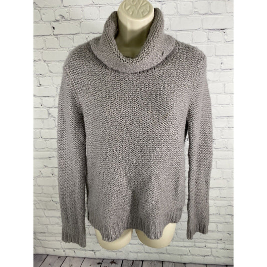 Banana Republic Alpaca Silk Blend Gray Purple Pullover Turtleneck Knit Sweater S