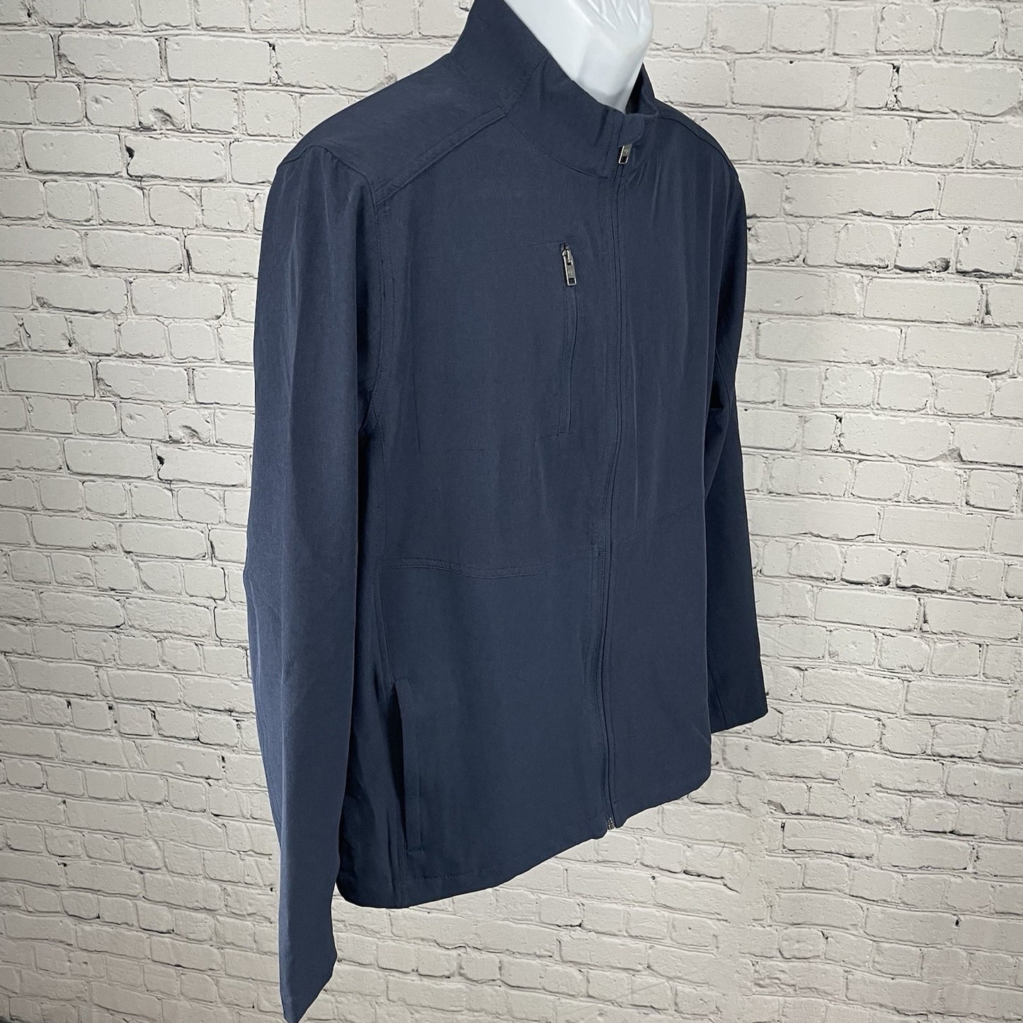 Graham Luxe Navy Blue Zipped Lightweight Activewear Stretch Jacket Size Medium M