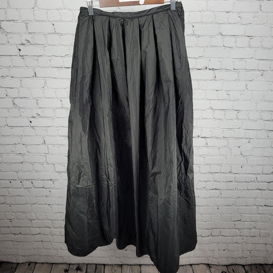 Valerie Stevens Black 100% Silk Pleated Elastic Waist Full Tulle Skirt Medium M
