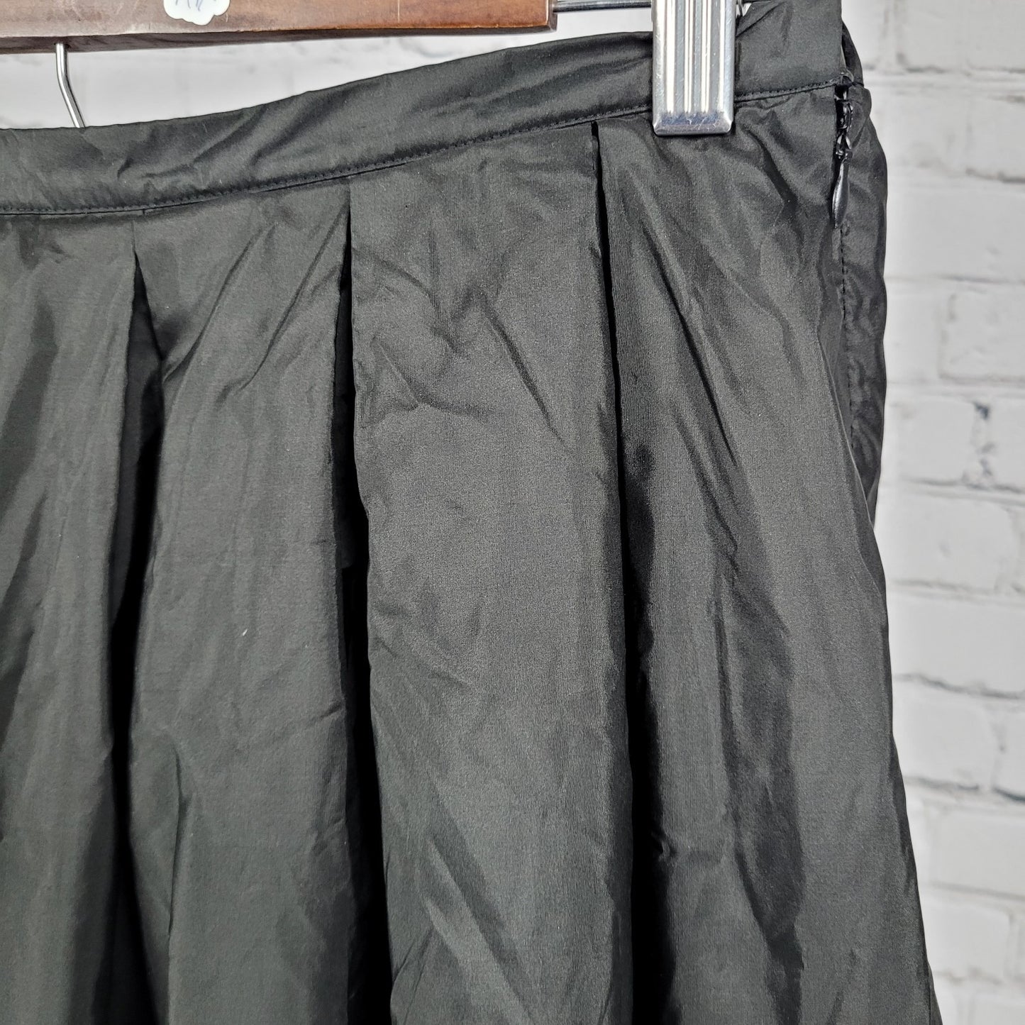 Valerie Stevens Black 100% Silk Pleated Elastic Waist Full Tulle Skirt Medium M