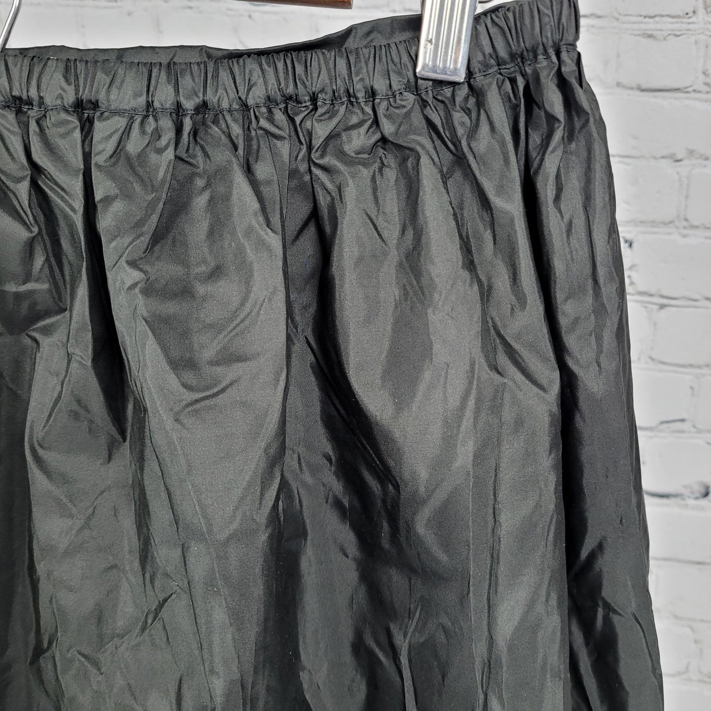 Valerie Stevens Black 100% Silk Pleated Elastic Waist Full Tulle Skirt Medium M