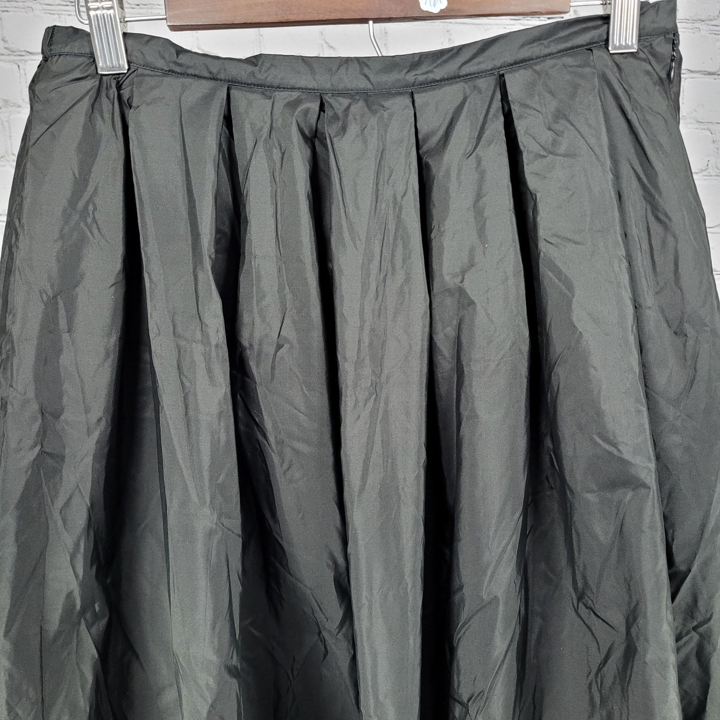 Valerie Stevens Black 100% Silk Pleated Elastic Waist Full Tulle Skirt Medium M