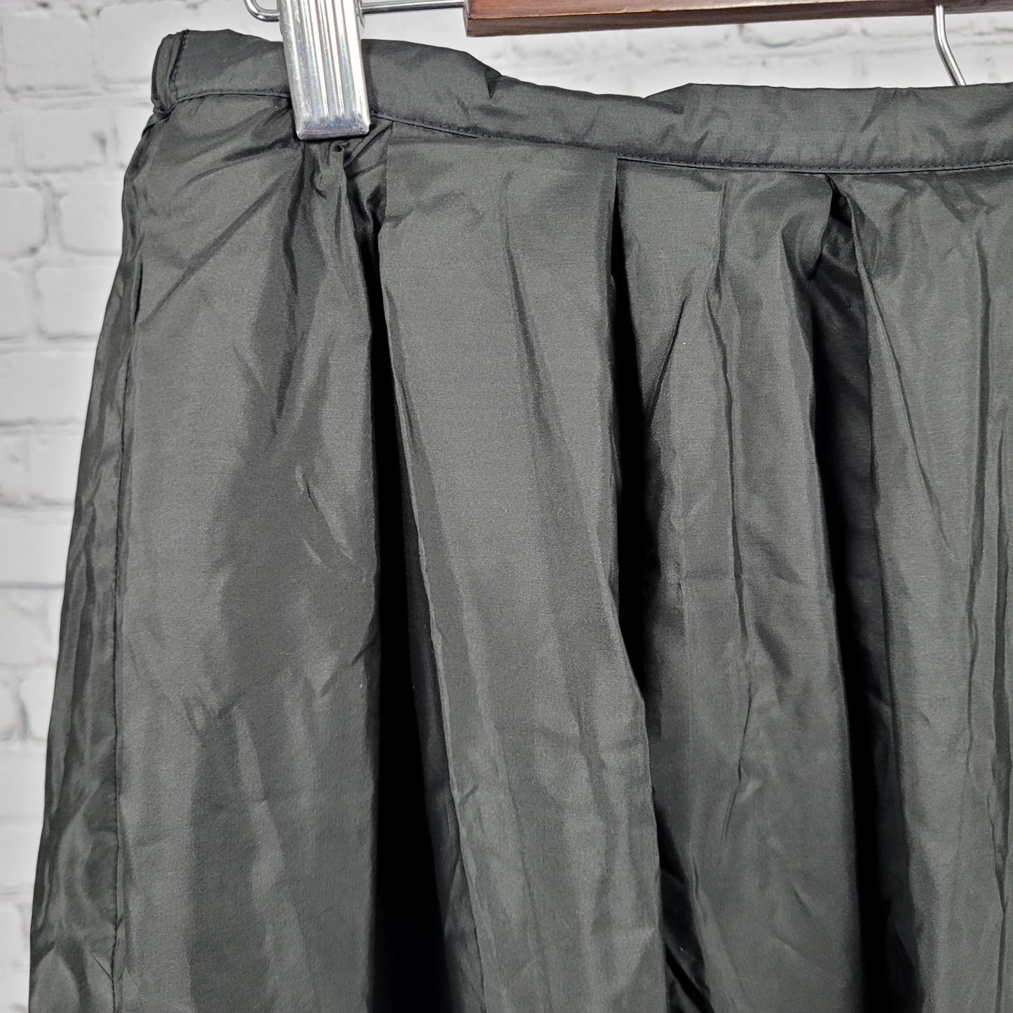 Valerie Stevens Black 100% Silk Pleated Elastic Waist Full Tulle Skirt Medium M