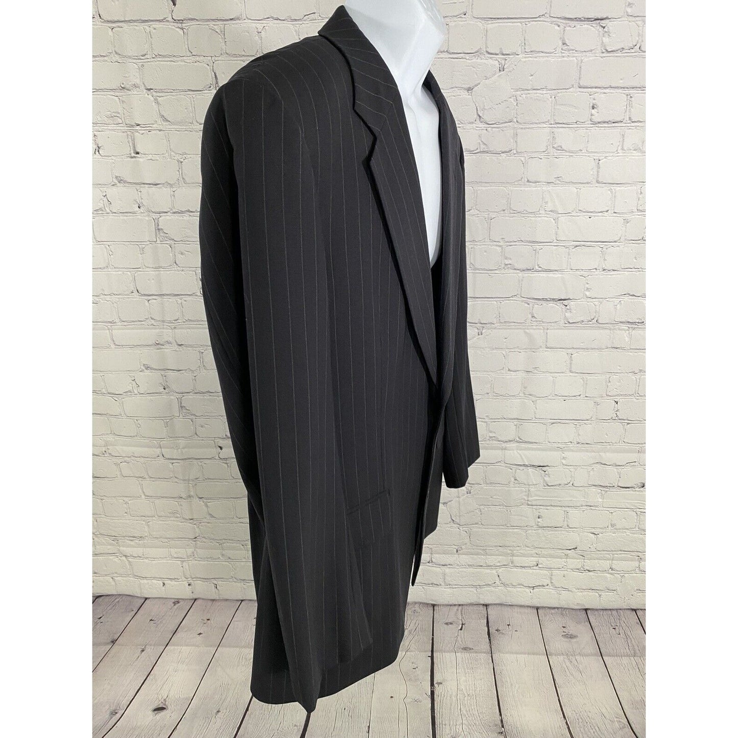 Brooks Brothers Brooksease Black Wool Striped 2 Button Blazer Jacket 43R