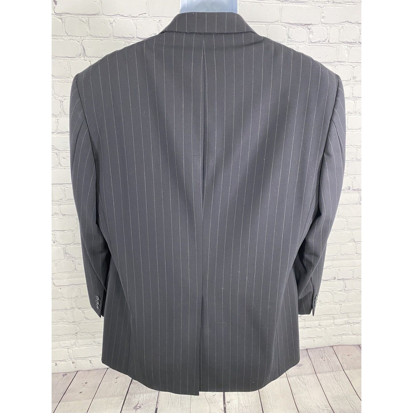 Brooks Brothers Brooksease Black Wool Striped 2 Button Blazer Jacket 43R