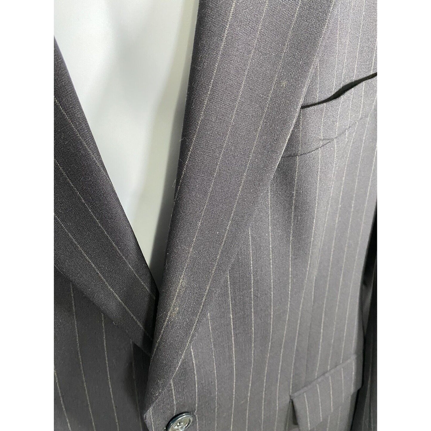 Brooks Brothers Brooksease Black Wool Striped 2 Button Blazer Jacket 43R