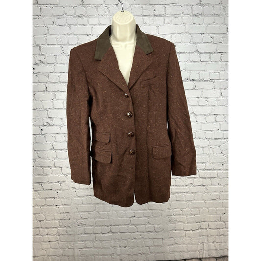 VTG Jones New York Country 100% Wool Red Brown Suede Collar Women’s Blazer 12