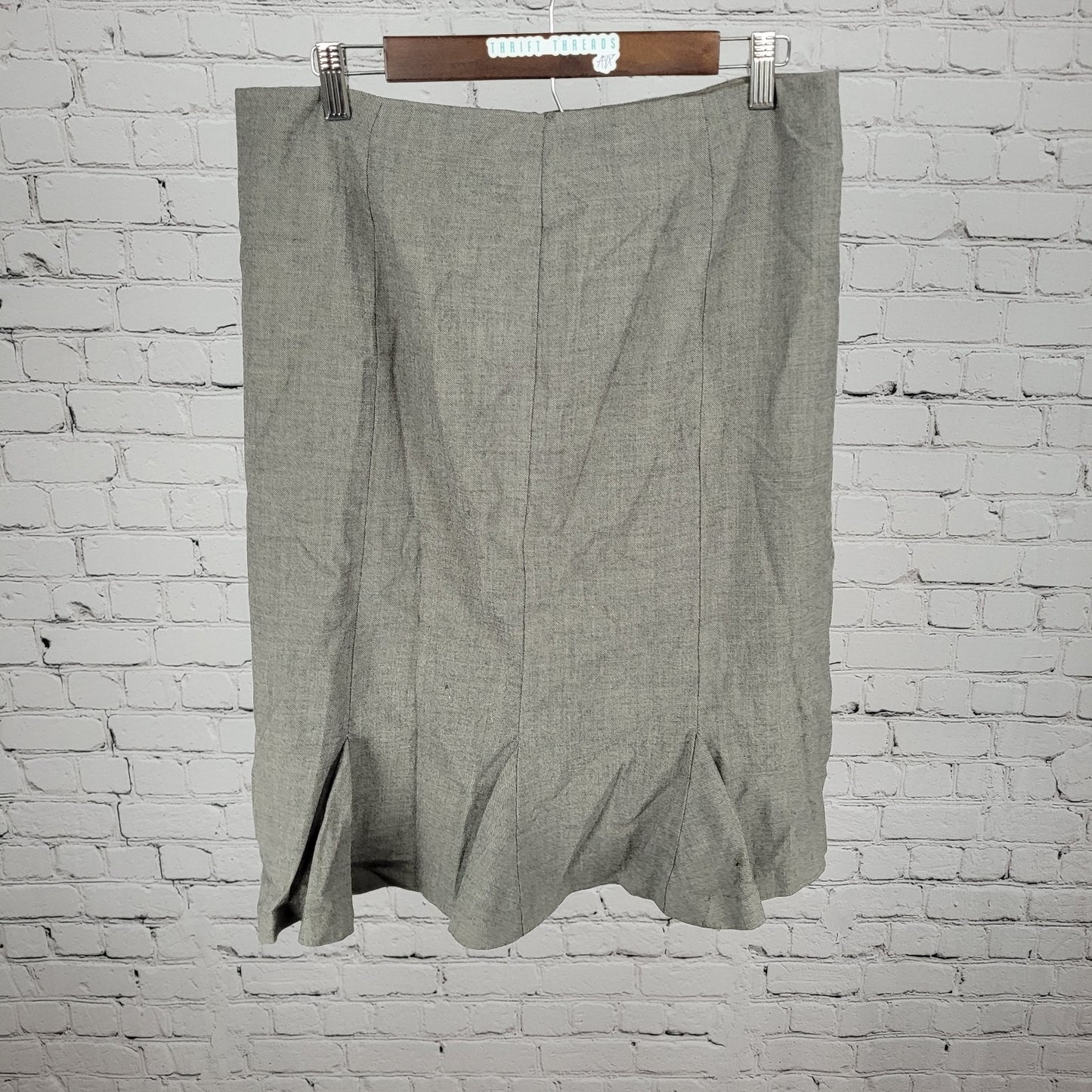 Lauren Ralph Lauren Grey 100% Wool Zip Closure Lined Skirt Size 12 (32x25)