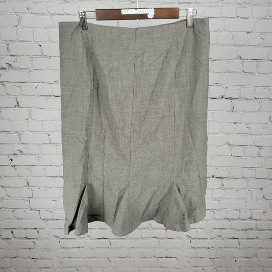 Lauren Ralph Lauren Grey 100% Wool Zip Closure Lined Skirt Size 12 (32x25)