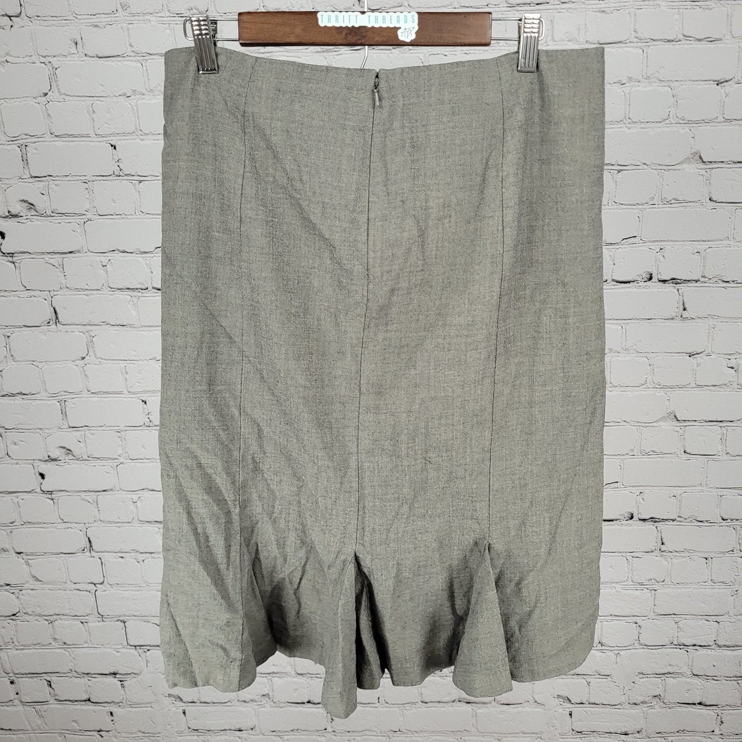 Lauren Ralph Lauren Grey 100% Wool Zip Closure Lined Skirt Size 12 (32x25)