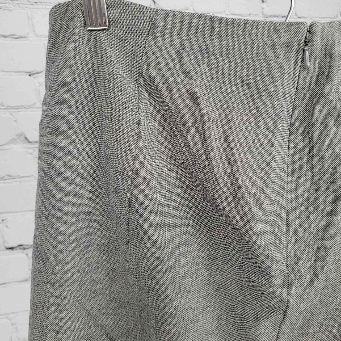 Lauren Ralph Lauren Grey 100% Wool Zip Closure Lined Skirt Size 12 (32x25)
