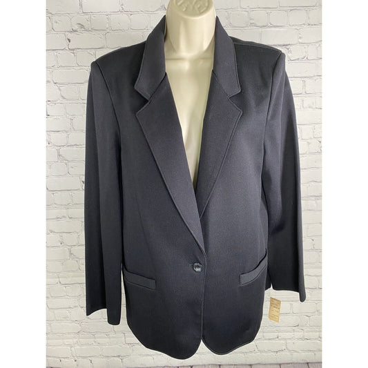 NWT VTG Alfred Dunner Black Single Button Jacket Blazer Womens 16