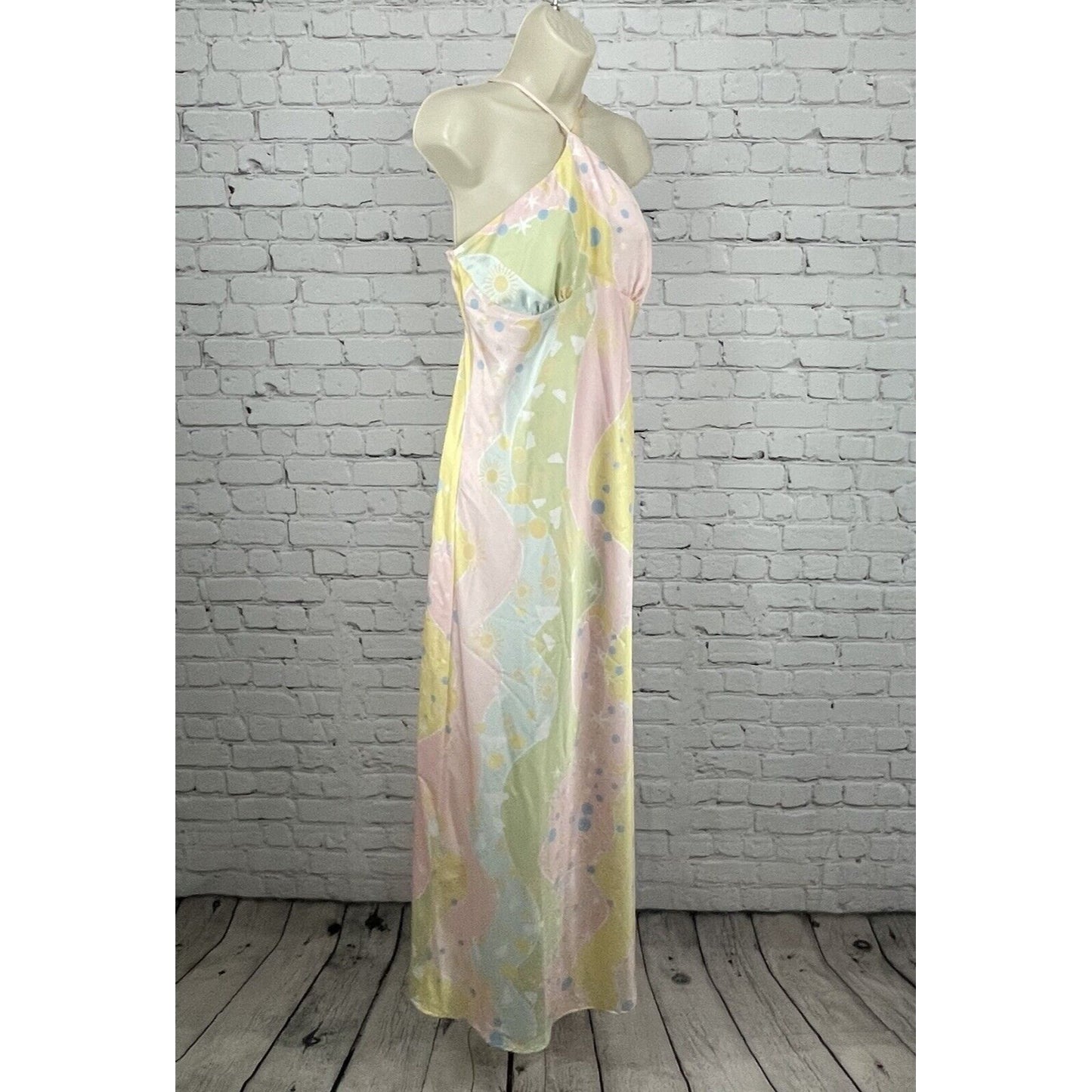NWT Something New Pastel Stars Claudia Halter Ankle Maxi Dress Size Medium M
