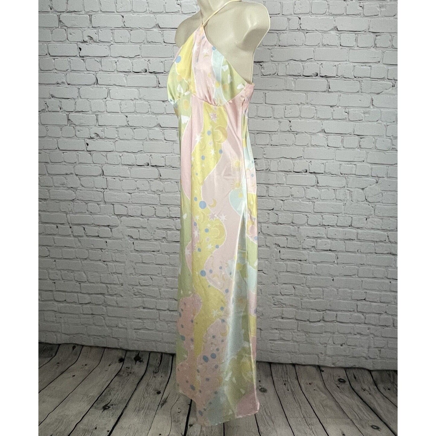 NWT Something New Pastel Stars Claudia Halter Ankle Maxi Dress Size Medium M