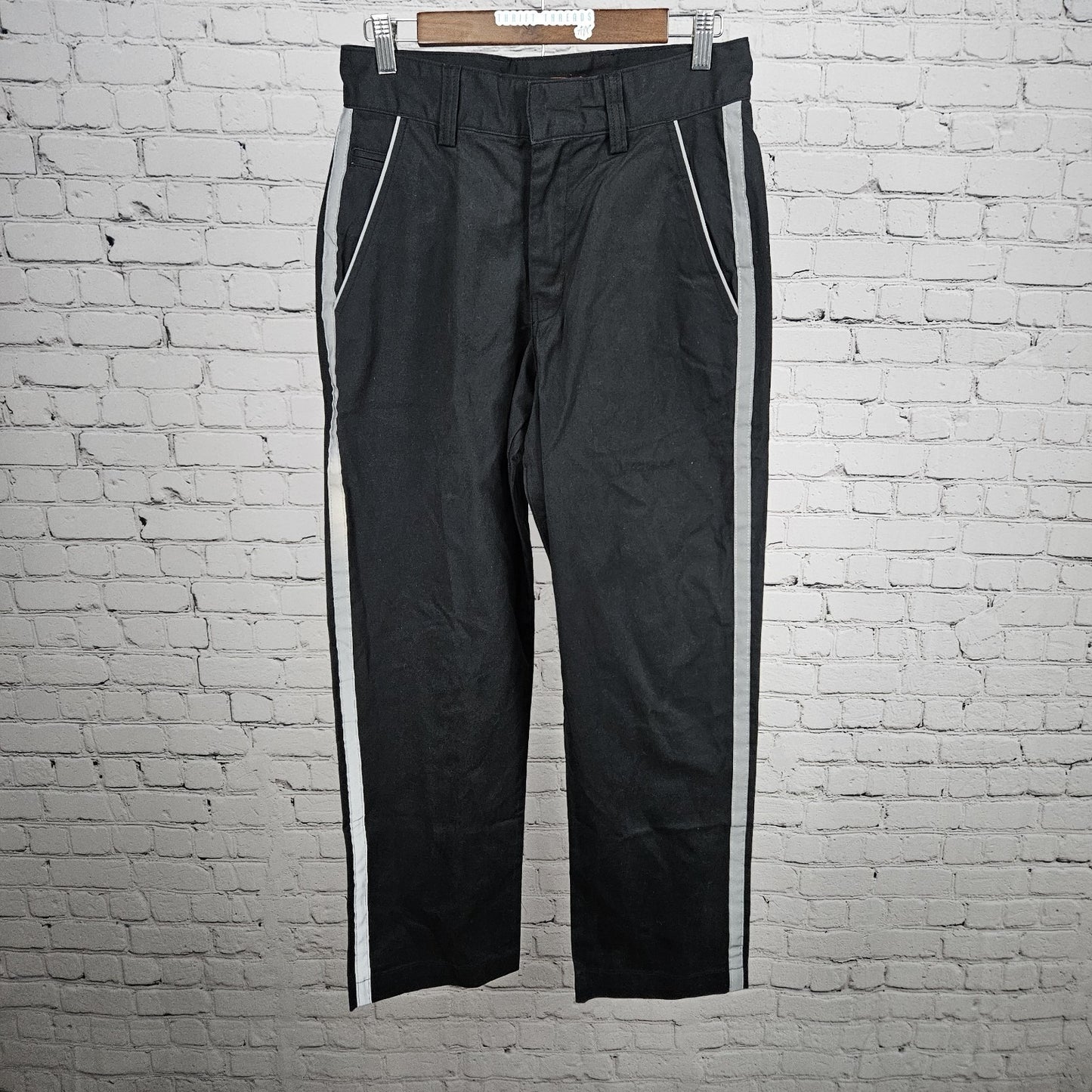 Tesla Black Relective Stripe Straight Leg Workwear Casual Chino Pants 30x30
