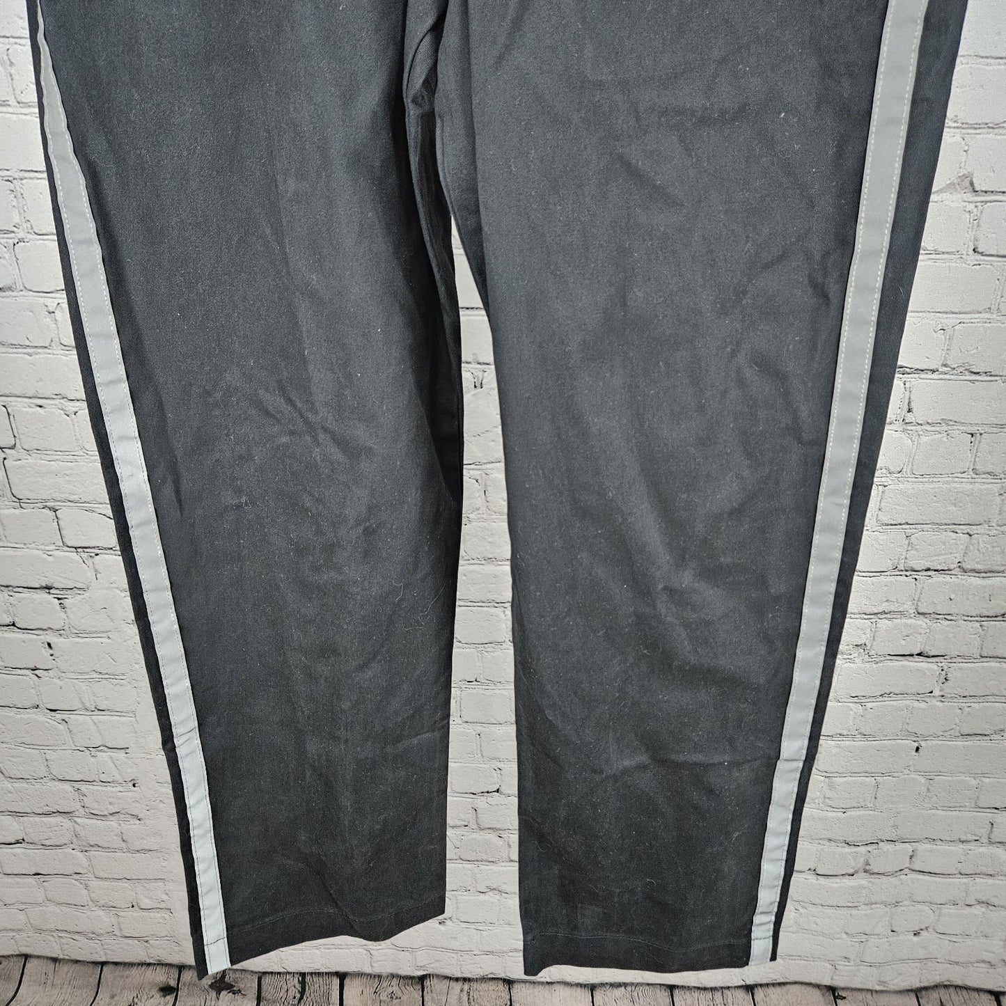 Tesla Black Relective Stripe Straight Leg Workwear Casual Chino Pants 30x30