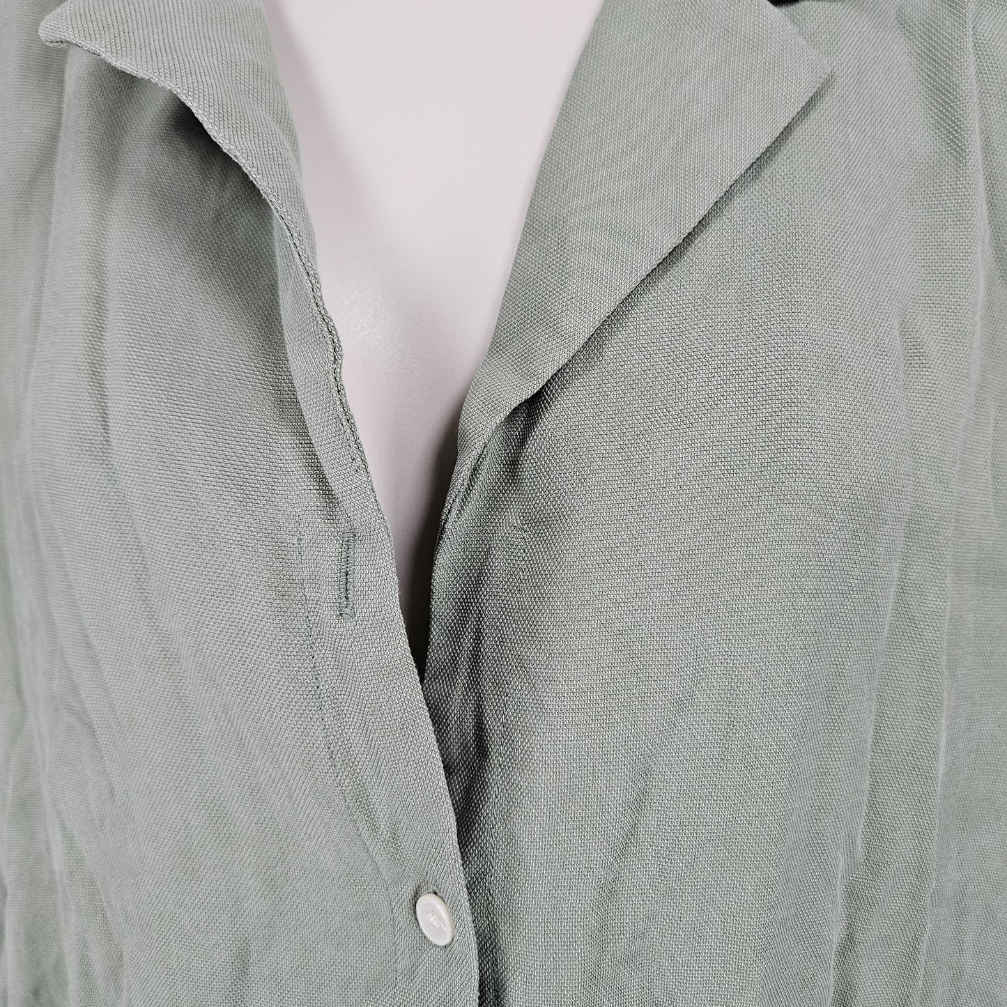 Frank And Oak Green Short Sleeve Oversized Collared Midi Shirt Dress Small S