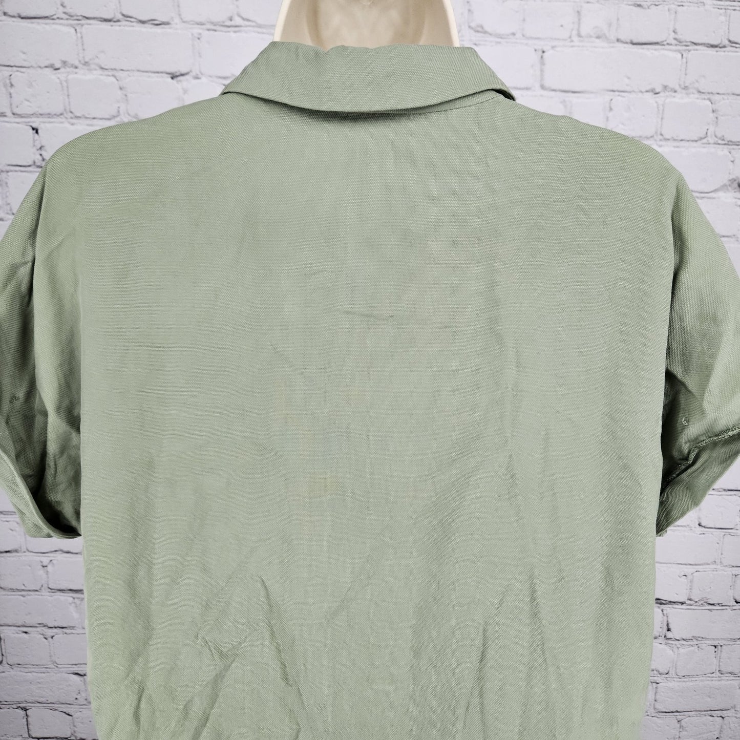 Frank And Oak Green Short Sleeve Oversized Collared Midi Shirt Dress Small S