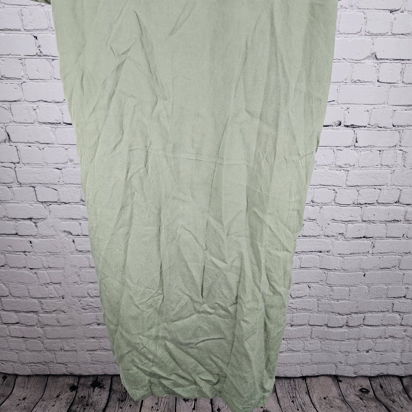 Frank And Oak Green Short Sleeve Oversized Collared Midi Shirt Dress Small S