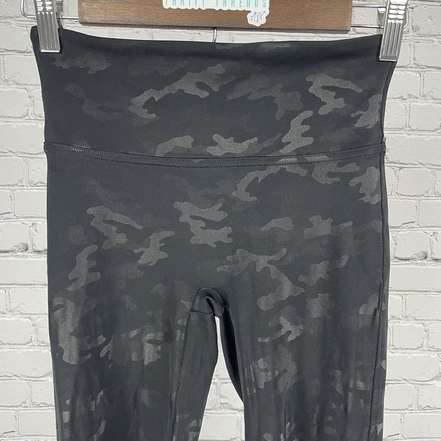 Spanx Black Camo Stretch Leggings Athleisure Yoga Workout Size Small S