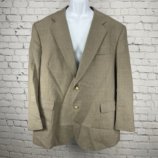 Stafford Brown Worsted Wool Blend 2 Button Vented Blazer Sport Coat Size 48R