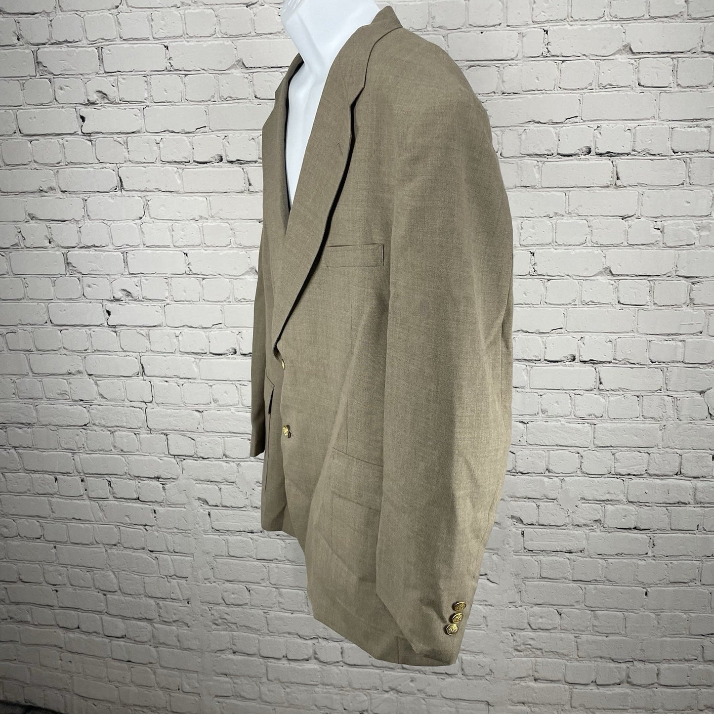 Stafford Brown Worsted Wool Blend 2 Button Vented Blazer Sport Coat Size 48R