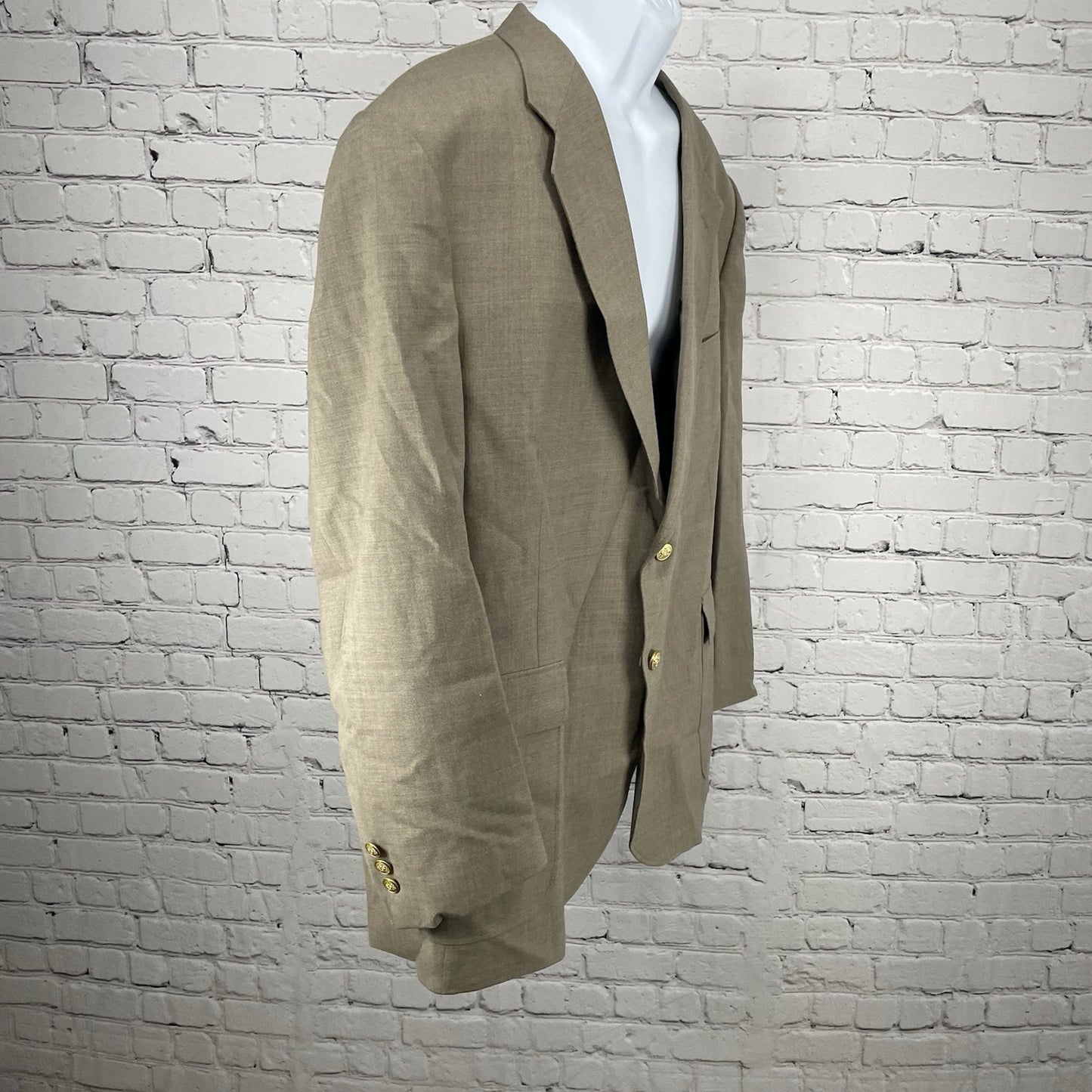 Stafford Brown Worsted Wool Blend 2 Button Vented Blazer Sport Coat Size 48R