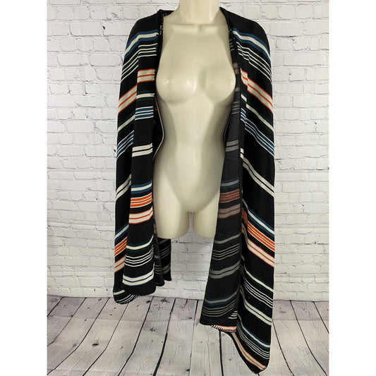 Kenzo Paris Asymmetrical Striped Multicolor Cape Wool Viscose M Medium