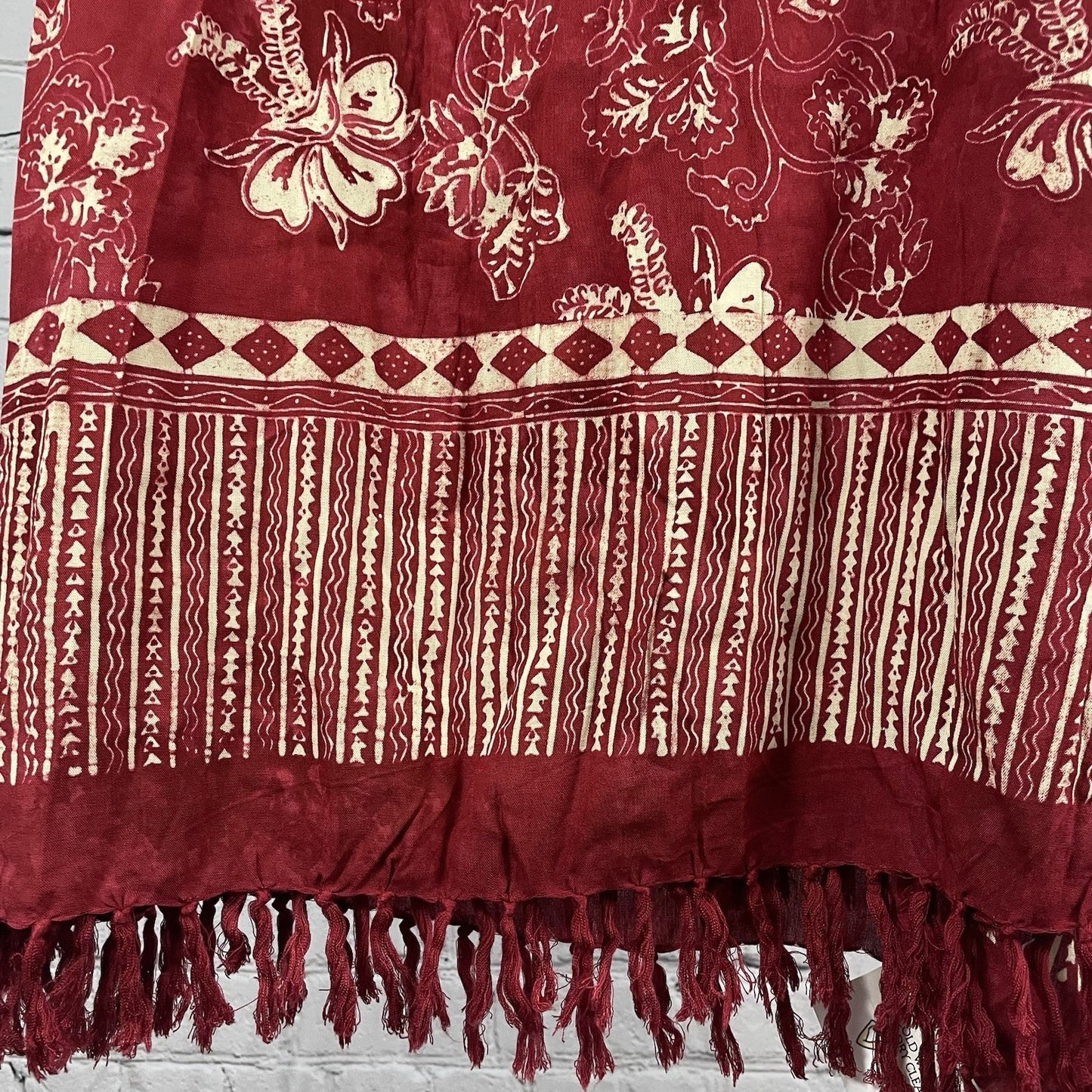NWT World Market Dark Red Floral Rayon Lightweight Handmade Sarong (73”x45”)